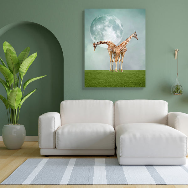 Two Giraffes D2 Canvas Painting Synthetic Frame-Paintings MDF Framing-AFF_FR-IC 5003576 IC 5003576, African, Animals, Fantasy, Illustrations, Landscapes, Nature, Realism, Scenic, Surrealism, Wildlife, two, giraffes, d2, canvas, painting, for, bedroom, living, room, engineered, wood, frame, africa, aqua, azure, back, composition, dream, giraffe, grass, illustration, land, landscape, long, magic, mammals, meadow, moon, neck, outdoor, poster, savanna, scenery, suggestive, surreal, tall, wallpaper, artzfolio, w