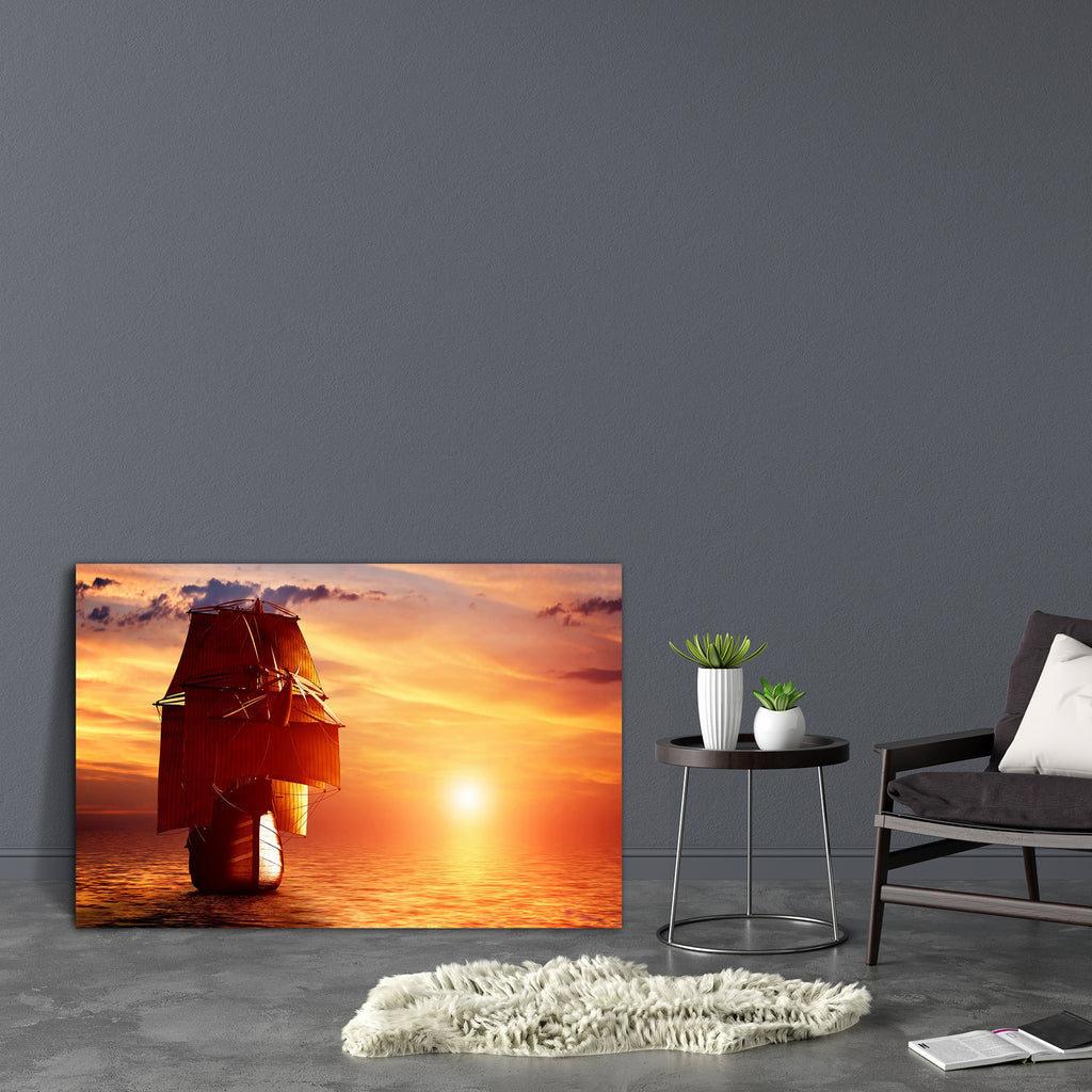 Ancient Pirate Ship Sailing On The Ocean D2 Canvas Painting Synthetic Frame-Paintings MDF Framing-AFF_FR-IC 5003604 IC 5003604, Ancient, Automobiles, Boats, Culture, Ethnic, Historical, Medieval, Nautical, Sports, Sunsets, Traditional, Transportation, Travel, Tribal, Vehicles, Vintage, World Culture, pirate, ship, sailing, on, the, ocean, d2, canvas, painting, synthetic, frame, galleon, adventure, antique, battle, boat, classic, coast, cruise, dusk, exploration, frigate, galley, historic, history, marine, m