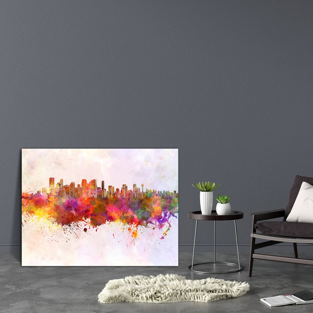 Calgary Skyline, Alberta City, Canada Canvas Painting Synthetic Frame-Paintings MDF Framing-AFF_FR-IC 5003696 IC 5003696, Abstract Expressionism, Abstracts, American, Ancient, Architecture, Art and Paintings, Cities, City Views, Historical, Illustrations, Landmarks, Medieval, Panorama, Places, Semi Abstract, Skylines, Splatter, Vintage, Watercolour, calgary, skyline, alberta, city, canada, canvas, painting, synthetic, frame, abstract, art, background, bright, cityscape, color, colorful, creativity, grunge, 