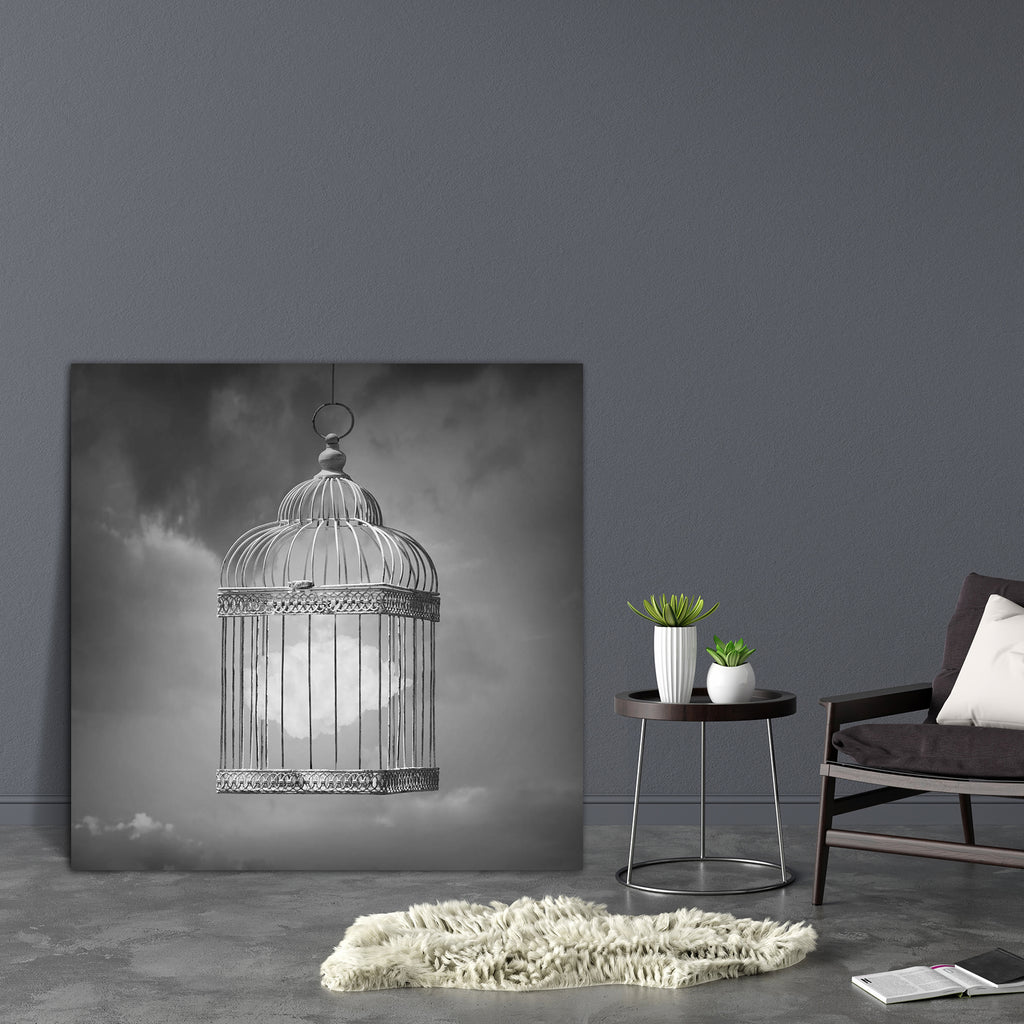 Cloud Inside A Cage D1 Canvas Painting Synthetic Frame-Paintings MDF Framing-AFF_FR-IC 5003797 IC 5003797, Art and Paintings, Black, Black and White, Conceptual, Illustrations, Realism, Surrealism, White, cloud, inside, a, cage, d1, canvas, painting, synthetic, frame, art, artistic, aviary, bar, beautiful, capture, concept, dream, dreamy, elegant, gray, grey, illustration, illustrative, image, imagination, mind, nobody, object, poetic, psyche, psychology, sky, surreal, surrealistic, unique, uniqueness, vert