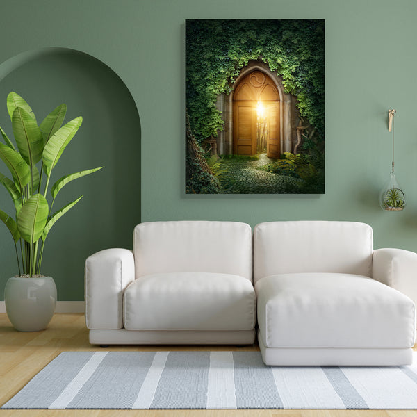 Mysterious Entrance To New Life D2 Canvas Painting Synthetic Frame-Paintings MDF Framing-AFF_FR-IC 5003902 IC 5003902, Fantasy, Landscapes, Marble and Stone, Nature, Scenic, Signs, Signs and Symbols, Surrealism, Symbols, Wooden, mysterious, entrance, to, new, life, d2, canvas, painting, for, bedroom, living, room, engineered, wood, frame, door, magic, fairy, forest, doors, enchanted, tale, fairytale, open, landscape, beginning, mystery, surreal, beginnings, adventure, believe, big, bright, concept, dark, de