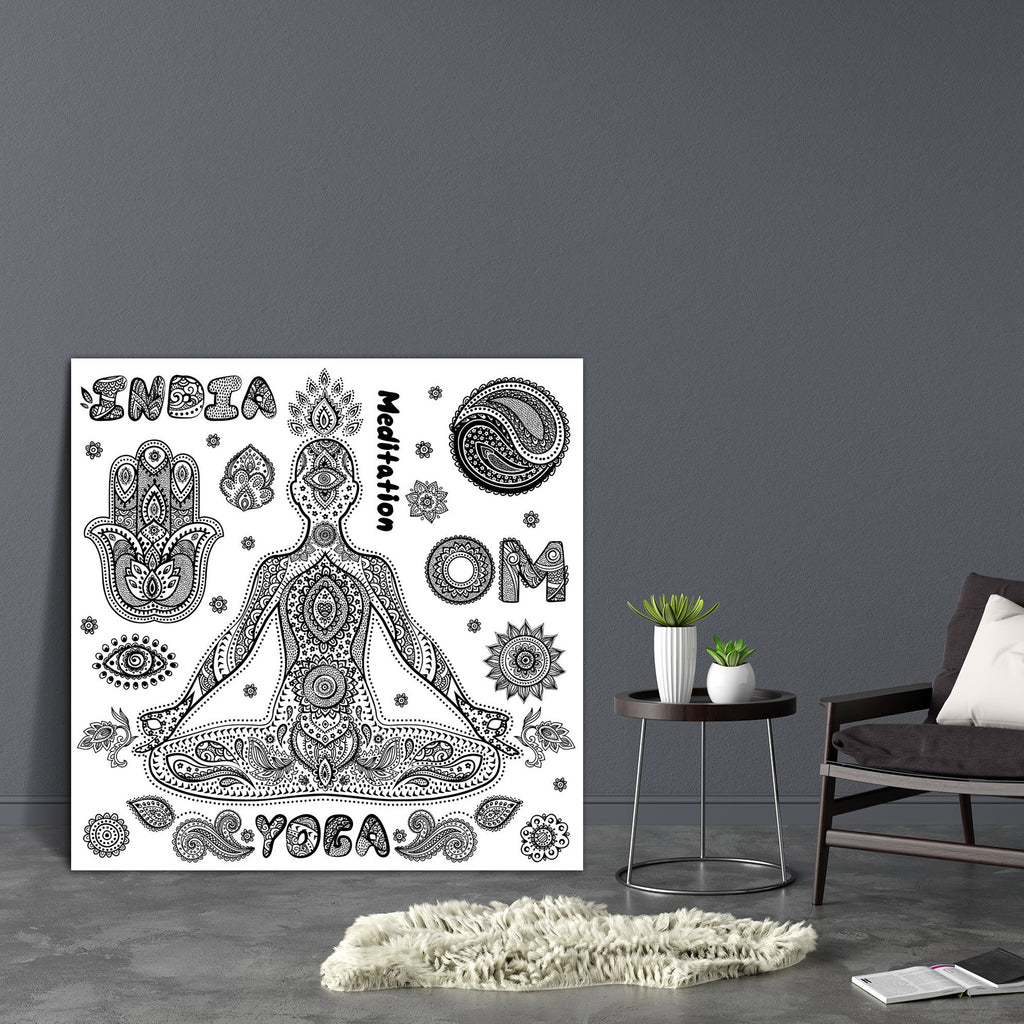 Ornamental Indian Symbols Canvas Painting Synthetic Frame-Paintings MDF Framing-AFF_FR-IC 5003904 IC 5003904, Abstract Expressionism, Abstracts, Ancient, Asian, Botanical, Buddhism, Culture, Ethnic, Floral, Flowers, God Buddha, Hand Drawn, Health, Historical, Icons, Illustrations, Indian, Mandala, Medieval, Nature, Paisley, People, Retro, Semi Abstract, Signs, Signs and Symbols, Spiritual, Symbols, Traditional, Tribal, Vintage, World Culture, ornamental, canvas, painting, synthetic, frame, chakra, grunge, m