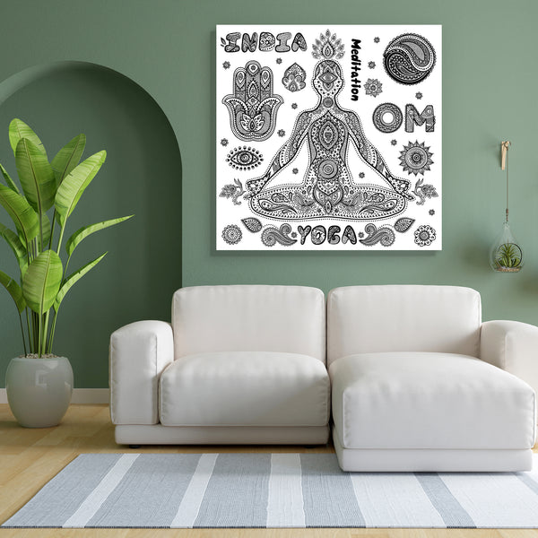 Ornamental Indian Symbols Canvas Painting Synthetic Frame-Paintings MDF Framing-AFF_FR-IC 5003904 IC 5003904, Abstract Expressionism, Abstracts, Ancient, Asian, Botanical, Buddhism, Culture, Ethnic, Floral, Flowers, God Buddha, Hand Drawn, Health, Historical, Icons, Illustrations, Indian, Mandala, Medieval, Nature, Paisley, People, Retro, Semi Abstract, Signs, Signs and Symbols, Spiritual, Symbols, Traditional, Tribal, Vintage, World Culture, ornamental, canvas, painting, for, bedroom, living, room, enginee