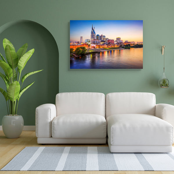 Downtown Skyline On Cumberland River, Tennessee USA Canvas Painting Synthetic Frame-Paintings MDF Framing-AFF_FR-IC 5004081 IC 5004081, American, Architecture, Automobiles, Cities, City Views, Landmarks, Music, Music and Dance, Music and Musical Instruments, Places, Skylines, Sunsets, Transportation, Travel, Urban, Vehicles, downtown, skyline, on, cumberland, river, tennessee, usa, canvas, painting, for, bedroom, living, room, engineered, wood, frame, nashville, scenery, america, attraction, bridge, broadwa