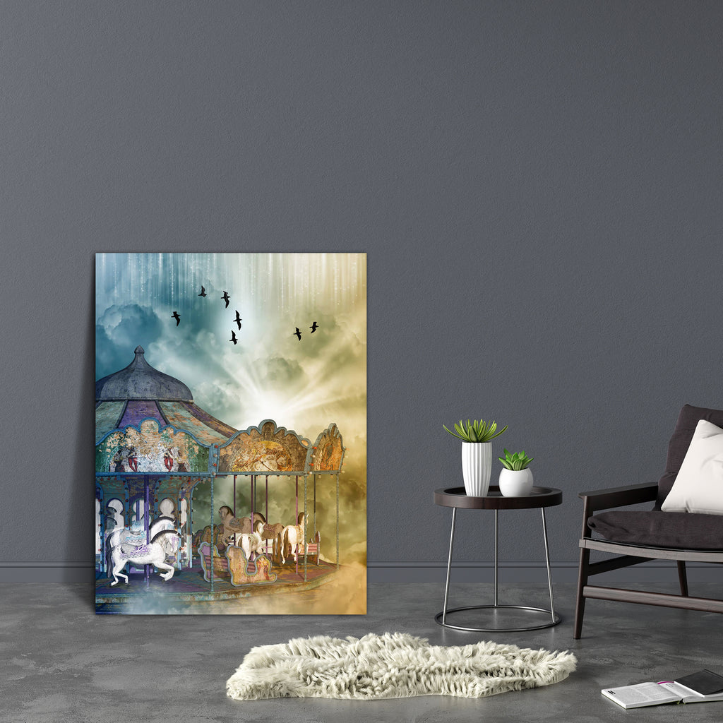 Carousel In The Sky Canvas Painting Synthetic Frame-Paintings MDF Framing-AFF_FR-IC 5004159 IC 5004159, Art and Paintings, Baby, Birds, Children, Digital, Digital Art, Fantasy, Graphic, Kids, Landscapes, Nature, Scenic, Stars, carousel, in, the, sky, canvas, painting, synthetic, frame, amazing, art, backdrops, background, beautiful, branch, cloud, clouds, dream, dreams, dreamy, exploration, fae, fairy, fairytale, field, horse, landscape, lighting, magic, manipulation, mist, misty, outdoor, park, peaceful, p