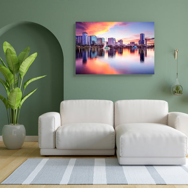 Downtown City Skyline Of Orlando Florida, USA Canvas Painting Synthetic Frame-Paintings MDF Framing-AFF_FR-IC 5004186 IC 5004186, American, Architecture, Cities, City Views, Landscapes, Scenic, Skylines, Sunsets, downtown, city, skyline, of, orlando, florida, usa, canvas, painting, for, bedroom, living, room, engineered, wood, frame, scenery, america, buildings, cityscape, dusk, fl, lake, park, reflection, scene, sun, sunset, town, twilight, united, states, us, view, water, artzfolio, wall decor for living 