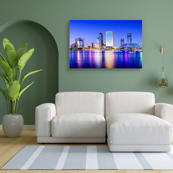 Downtown City Skyline Of Jacksonville, Florida USA Canvas Painting Synthetic Frame-Paintings MDF Framing-AFF_FR-IC 5004198 IC 5004198, American, Architecture, Cities, City Views, Landmarks, Landscapes, Modern Art, Places, Scenic, Skylines, Sunsets, downtown, city, skyline, of, jacksonville, florida, usa, canvas, painting, for, bedroom, living, room, engineered, wood, frame, america, bridge, buildings, business, district, cityscape, dusk, evening, famous, financial, fl, landmark, lights, location, metropolis