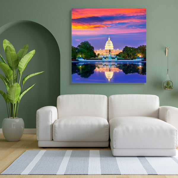 Capitol Building Sunset Congress, Washington DC USA Canvas Painting Synthetic Frame-Paintings MDF Framing-AFF_FR-IC 5004319 IC 5004319, American, Architecture, Automobiles, Black and White, Cities, City Views, Landmarks, Mountains, Places, Signs and Symbols, Skylines, Sunsets, Symbols, Transportation, Travel, Vehicles, White, capitol, building, sunset, congress, washington, dc, usa, canvas, painting, for, bedroom, living, room, engineered, wood, frame, america, skyline, blue, capital, city, columbia, dawn, 