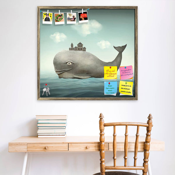 Whale In The Ocean Bulletin Board Notice Pin Board Soft Board | Framed-Bulletin Boards Framed-BLB_FR-IC 5004396 IC 5004396, Animals, Art and Paintings, Fantasy, Illustrations, Realism, Surrealism, whale, in, the, ocean, bulletin, board, notice, pin, vision, soft, combo, with, thumb, push, pins, sticky, notes, antique, golden, frame, animal, art, artistic, beautiful, big, cetacean, childhood, cloud, colorful, creativity, escape, fable, fairy, tale, fantastic, gray, grey, house, illustration, illustrative, im