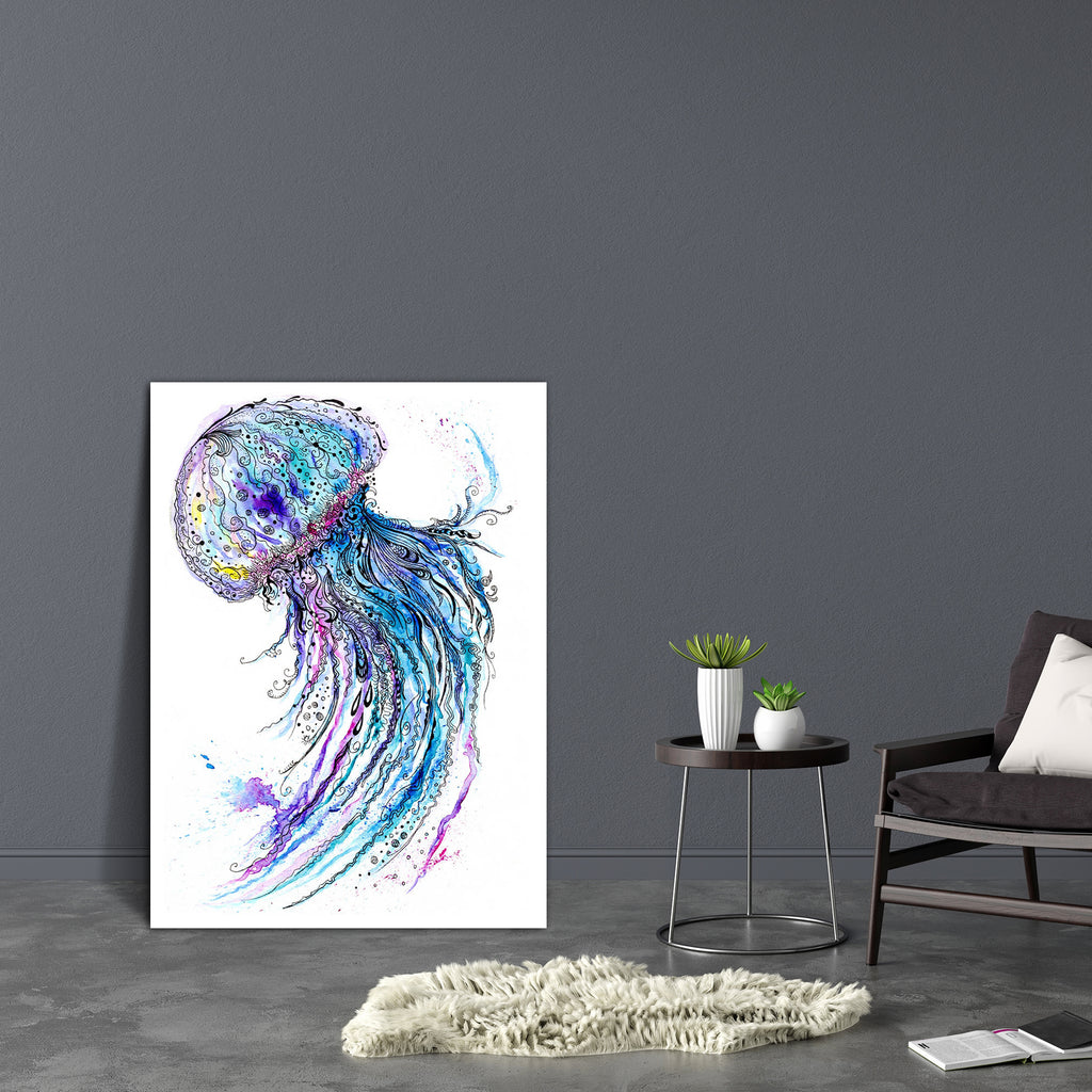 Sea Life Art Canvas Painting Synthetic Frame-Paintings MDF Framing-AFF_FR-IC 5004398 IC 5004398, Abstract Expressionism, Abstracts, American, Animals, Art and Paintings, Black and White, Drawing, Illustrations, Nature, Scenic, Semi Abstract, Signs, Signs and Symbols, Tropical, Watercolour, White, Wildlife, sea, life, art, canvas, painting, synthetic, frame, jellyfish, fish, jelly, medusa, abstract, animal, background, beautiful, blue, creature, deep, design, element, exotic, illustration, isolated, marine, 