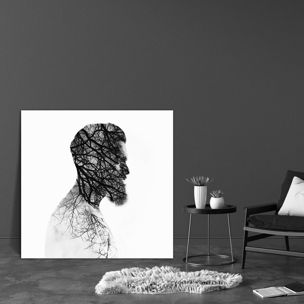 Bearded Guy & Tree Canvas Painting Synthetic Frame-Paintings MDF Framing-AFF_FR-IC 5004645 IC 5004645, Abstract Expressionism, Abstracts, Art and Paintings, Black and White, Conceptual, Fashion, Hipster, Individuals, Nature, Portraits, Scenic, Semi Abstract, White, bearded, guy, tree, canvas, painting, synthetic, frame, double, bw, exposure, portrait, beard, artistic, fashionable, hairs, forest, art, man, handsome, mustache, natural, attractive, meditative, serenity, concept, head, thoughtful, male, ecology