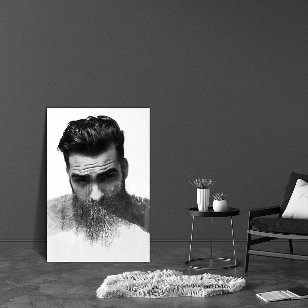 Bearded Guy & Landscape Canvas Painting Synthetic Frame-Paintings MDF Framing-AFF_FR-IC 5004678 IC 5004678, Abstract Expressionism, Abstracts, Art and Paintings, Black and White, Conceptual, Fashion, Hipster, Individuals, Landscapes, Nature, Portraits, Scenic, Semi Abstract, White, bearded, guy, landscape, canvas, painting, synthetic, frame, double, exposure, forest, man, beard, abstract, handsome, tree, mustache, natural, attractive, meditative, serenity, concept, hairs, head, thoughtful, male, ecology, su