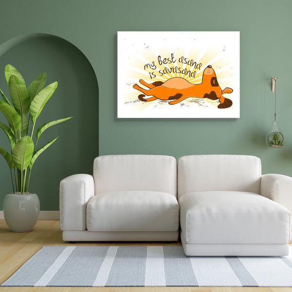 Red Dog Doing Savasana Position Of Yoga Canvas Painting Synthetic Frame-Paintings MDF Framing-AFF_FR-IC 5004690 IC 5004690, Animals, Animated Cartoons, Caricature, Cartoons, Comedy, Hand Drawn, Health, Humor, Humour, Illustrations, Pets, Signs and Symbols, Sketches, Sports, Symbols, red, dog, doing, savasana, position, of, yoga, canvas, painting, for, bedroom, living, room, engineered, wood, frame, postures, animal, asana, background, bending, body, care, cartoon, color, concept, contour, exercise, fit, fit