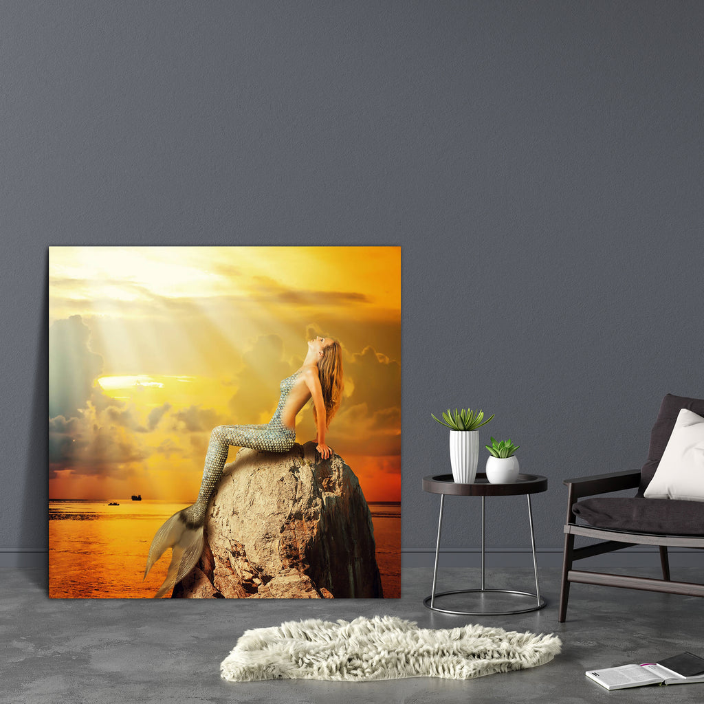 Mermaid With Fish Tail Swimming In The Sea Canvas Painting Synthetic Frame-Paintings MDF Framing-AFF_FR-IC 5004733 IC 5004733, Fantasy, Health, Illustrations, Mermaid, Religion, Religious, Sunrises, Sunsets, Surrealism, with, fish, tail, swimming, in, the, sea, canvas, painting, synthetic, frame, siren, beautiful, beauty, cliff, down, dream, fairy, fairytale, fantastic, fishtail, floating, girl, goddess, hair, hairstyle, illustration, lady, legend, light, magic, mythology, ocean, pixie, rock, scale, shell, 