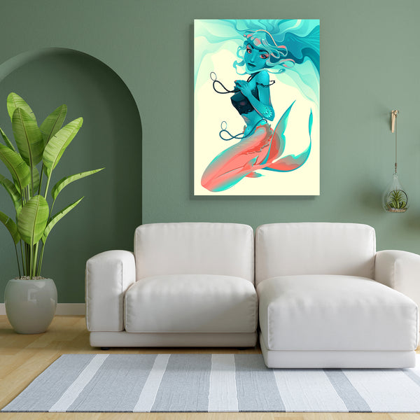 Portrait Of A Mermaid Canvas Painting Synthetic Frame-Paintings MDF Framing-AFF_FR-IC 5004769 IC 5004769, Animated Cartoons, Art and Paintings, Caricature, Cartoons, Digital, Digital Art, Fantasy, Fashion, Gothic, Graphic, Illustrations, Individuals, Mermaid, Paintings, Portraits, portrait, of, a, canvas, painting, for, bedroom, living, room, engineered, wood, frame, beauty, cartoon, character, expression, face, fairy, fish, girl, hairstyle, head, illustration, jewel, lady, lips, make, up, model, monster, m