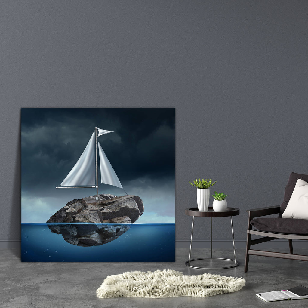 Sail On A Floating Heavy Rock Canvas Painting Synthetic Frame-Paintings MDF Framing-AFF_FR-IC 5004787 IC 5004787, Automobiles, Boats, Business, Cities, City Views, Cross, Dance, Music and Dance, Nautical, Sports, Surrealism, Transportation, Travel, Vehicles, sail, on, a, floating, heavy, rock, canvas, painting, synthetic, frame, advice, boat, boulder, management, capability, capacity, challenge, clever, concept, creative, creativity, crisis, cruise, difficult, drift, effort, float, guidance, guide, impossib