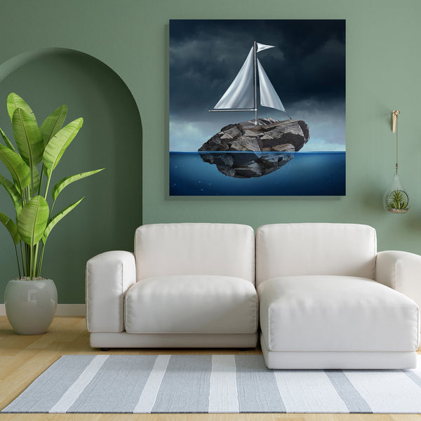 Sail On A Floating Heavy Rock Canvas Painting Synthetic Frame-Paintings MDF Framing-AFF_FR-IC 5004787 IC 5004787, Automobiles, Boats, Business, Cities, City Views, Cross, Dance, Music and Dance, Nautical, Sports, Surrealism, Transportation, Travel, Vehicles, sail, on, a, floating, heavy, rock, canvas, painting, for, bedroom, living, room, engineered, wood, frame, advice, boat, boulder, management, capability, capacity, challenge, clever, concept, creative, creativity, crisis, cruise, difficult, drift, effor