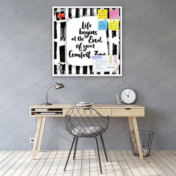 Life Begins At The End Of Your Comfort Zone Bulletin Board Notice Pin Board Soft Board | Framed-Bulletin Boards Framed-BLB_FR-IC 5004821 IC 5004821, Abstract Expressionism, Abstracts, Ancient, Art and Paintings, Black, Black and White, Calligraphy, Digital, Digital Art, Drawing, Graphic, Hipster, Historical, Inspirational, Medieval, Motivation, Motivational, Patterns, Quotes, Retro, Semi Abstract, Signs, Signs and Symbols, Symbols, Text, Typography, Vintage, White, life, begins, at, the, end, of, your, comf