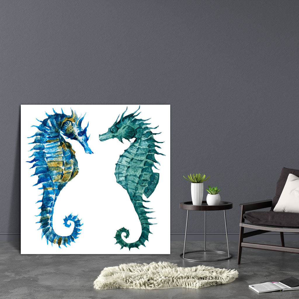 Seahorses D2 Canvas Painting Synthetic Frame-Paintings MDF Framing-AFF_FR-IC 5005038 IC 5005038, Ancient, Animals, Art and Paintings, Black and White, Drawing, Historical, Illustrations, Medieval, Nature, Retro, Scenic, Signs, Signs and Symbols, Tropical, Vintage, Watercolour, White, Wildlife, seahorses, d2, canvas, painting, synthetic, frame, seahorse, marine, fish, starfish, watercolor, colorful, animal, aquarium, aquatic, art, artwork, beautiful, blue, color, cute, design, drawn, green, hand, horse, illu