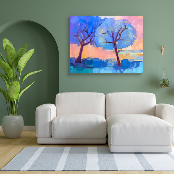 Abstract Trees In Blue Canvas Painting Synthetic Frame-Paintings MDF Framing-AFF_FR-IC 5005078 IC 5005078, Abstract Expressionism, Abstracts, Art and Paintings, Black and White, Botanical, Decorative, Floral, Flowers, Landscapes, Modern Art, Nature, Paintings, Patterns, Scenic, Seasons, Semi Abstract, Signs, Signs and Symbols, White, abstract, trees, in, blue, canvas, painting, for, bedroom, living, room, engineered, wood, frame, acrylic, art, artist, artistic, artwork, background, beautiful, brush, color, 