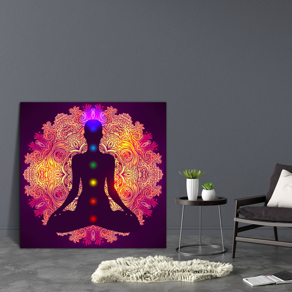 Woman Sitting In Lotus Pose Canvas Painting Synthetic Frame-Paintings MDF Framing-AFF_FR-IC 5005132 IC 5005132, Art and Paintings, Black and White, Botanical, Floral, Flowers, Health, Hinduism, Icons, Illustrations, Indian, Nature, Paisley, People, Religion, Religious, Signs, Signs and Symbols, Spiritual, Symbols, White, woman, sitting, in, lotus, pose, canvas, painting, synthetic, frame, chakra, chakras, meditation, ayurveda, kundalini, aura, healing, tantra, reiki, energy, art, asana, astral, balance, bod