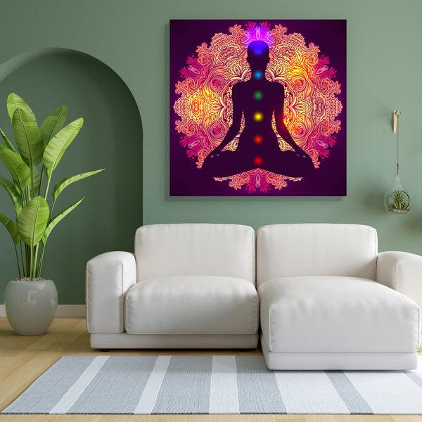 Woman Sitting In Lotus Pose Canvas Painting Synthetic Frame-Paintings MDF Framing-AFF_FR-IC 5005132 IC 5005132, Art and Paintings, Black and White, Botanical, Floral, Flowers, Health, Hinduism, Icons, Illustrations, Indian, Nature, Paisley, People, Religion, Religious, Signs, Signs and Symbols, Spiritual, Symbols, White, woman, sitting, in, lotus, pose, canvas, painting, for, bedroom, living, room, engineered, wood, frame, chakra, chakras, meditation, ayurveda, kundalini, aura, healing, tantra, reiki, energ