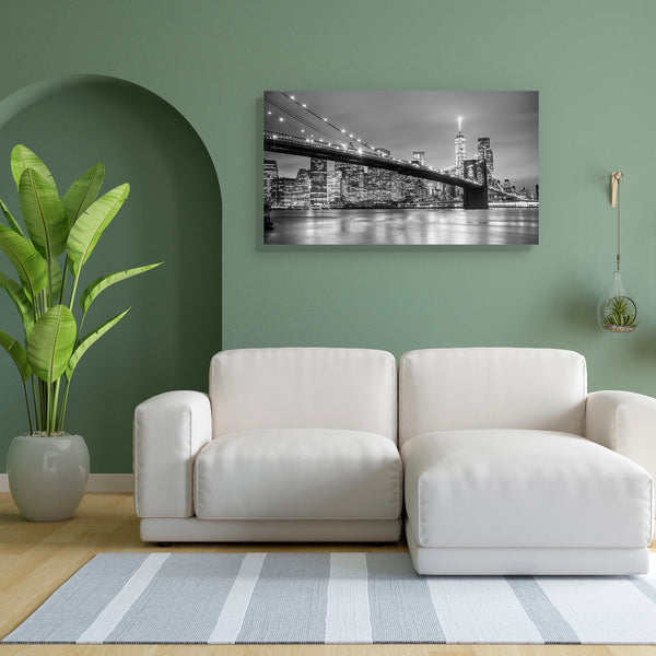 Brooklyn Bridge & New York Manhattan Downtown, USA Canvas Painting Synthetic Frame-Paintings MDF Framing-AFF_FR-IC 5005466 IC 5005466, American, Architecture, Automobiles, Black, Black and White, Business, Cities, City Views, God Ram, Hinduism, Landmarks, Landscapes, Modern Art, Panorama, Places, Scenic, Skylines, Space, Sunsets, Transportation, Travel, Urban, Vehicles, White, brooklyn, bridge, new, york, manhattan, downtown, usa, canvas, painting, for, bedroom, living, room, engineered, wood, frame, and, c