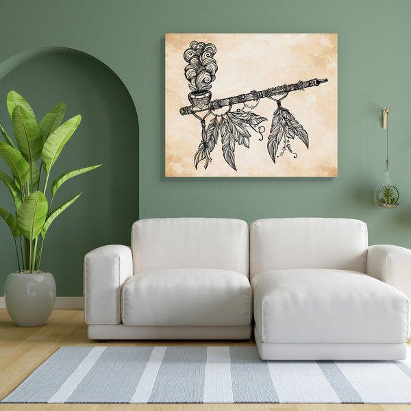 Indian Smoking Pipe Of Peace D2 Canvas Painting Synthetic Frame-Paintings MDF Framing-AFF_FR-IC 5005582 IC 5005582, Culture, Ethnic, Illustrations, Indian, Signs, Signs and Symbols, Symbols, Traditional, Tribal, World Culture, smoking, pipe, of, peace, d2, canvas, painting, for, bedroom, living, room, engineered, wood, frame, hand, drawn, beautiful, artwork, smoke, coming, out, vector, illustration, isolated, design, tattoo, base, mystic, symbol, your, use, artzfolio, wall decor for living room, wall frames