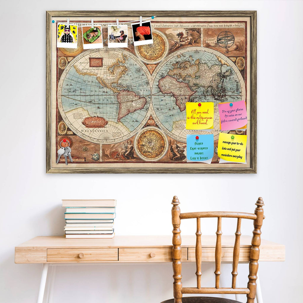 Old Map 1626 of the World Bulletin Board Notice Pin Board Soft Board | Framed-Bulletin Boards Framed-BLB_FR-IC 5005991 IC 5005991, Abstract Expressionism, Abstracts, African, American, Ancient, Art and Paintings, Asian, Decorative, Historical, Maps, Medieval, Patterns, Retro, Semi Abstract, Vintage, old, map, 1626, of, the, world, bulletin, board, notice, pin, soft, framed, antique, atlas, abstract, africa, america, art, asia, atlantic, australia, background, border, burnt, canvas, color, dirty, earth, euro