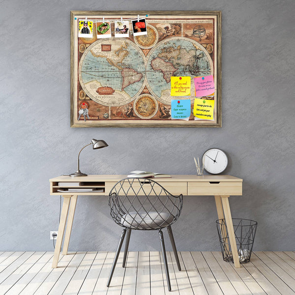 Old Map 1626 of the World Bulletin Board Notice Pin Board Soft Board | Framed-Bulletin Boards Framed-BLB_FR-IC 5005991 IC 5005991, Abstract Expressionism, Abstracts, African, American, Ancient, Art and Paintings, Asian, Decorative, Historical, Maps, Medieval, Patterns, Retro, Semi Abstract, Vintage, old, map, 1626, of, the, world, bulletin, board, notice, pin, vision, soft, combo, with, thumb, push, pins, sticky, notes, antique, golden, frame, atlas, abstract, africa, america, art, asia, atlantic, australia