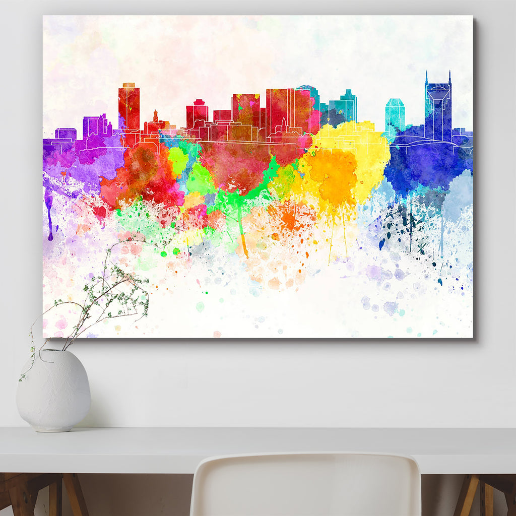 Skyline of Nashville, Capital of Tennessee, USA Peel & Stick Vinyl Wall Sticker-Laminated Wall Stickers-ART_VN_UN-IC 5006319 IC 5006319, Abstract Expressionism, Abstracts, American, Architecture, Art and Paintings, Cities, City Views, Illustrations, Landmarks, Panorama, Places, Semi Abstract, Skylines, Splatter, Watercolour, skyline, of, nashville, capital, tennessee, usa, peel, stick, vinyl, wall, sticker, abstract, art, background, bright, cityscape, color, colorful, creativity, grunge, illustration, land