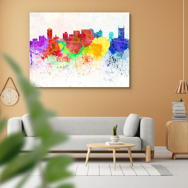 Skyline of Nashville, Capital of Tennessee, USA Peel & Stick Vinyl Wall Sticker-Laminated Wall Stickers-ART_VN_UN-IC 5006319 IC 5006319, Abstract Expressionism, Abstracts, American, Architecture, Art and Paintings, Cities, City Views, Illustrations, Landmarks, Panorama, Places, Semi Abstract, Skylines, Splatter, Watercolour, skyline, of, nashville, capital, tennessee, usa, peel, stick, vinyl, wall, sticker, for, home, decoration, abstract, art, background, bright, cityscape, color, colorful, creativity, gru