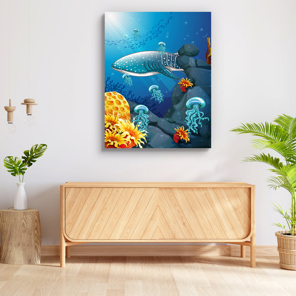 Shark & Jelly Fish Peel & Stick Vinyl Wall Sticker-Laminated Wall Stickers-ART_VN_UN-IC 5006579 IC 5006579, Animals, Animated Cartoons, Art and Paintings, Caricature, Cartoons, Digital, Digital Art, Drawing, Graphic, Illustrations, Landscapes, Marble and Stone, Nature, Scenic, Tropical, Wildlife, shark, jelly, fish, peel, stick, vinyl, wall, sticker, animal, aqua, aquatic, bubbles, cartoon, clipart, coral, reef, creature, fin, illustration, landscape, living, mammal, ocean, outdoors, outside, picture, rocks