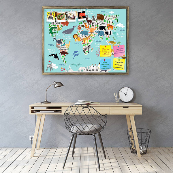 Animal Map Of The World Bulletin Board Notice Pin Board Soft Board | Framed-Bulletin Boards Framed-BLB_FR-IC 5006736 IC 5006736, African, American, Animals, Animated Cartoons, Asian, Astronomy, Baby, Caricature, Cars, Cartoons, Children, Cosmology, Digital, Digital Art, Graphic, Kids, Maps, Mountains, Nature, Plain, Scenic, Science Fiction, Signs, Signs and Symbols, Space, Wildlife, animal, map, of, the, world, bulletin, board, notice, pin, vision, soft, combo, with, thumb, push, pins, sticky, notes, antiqu