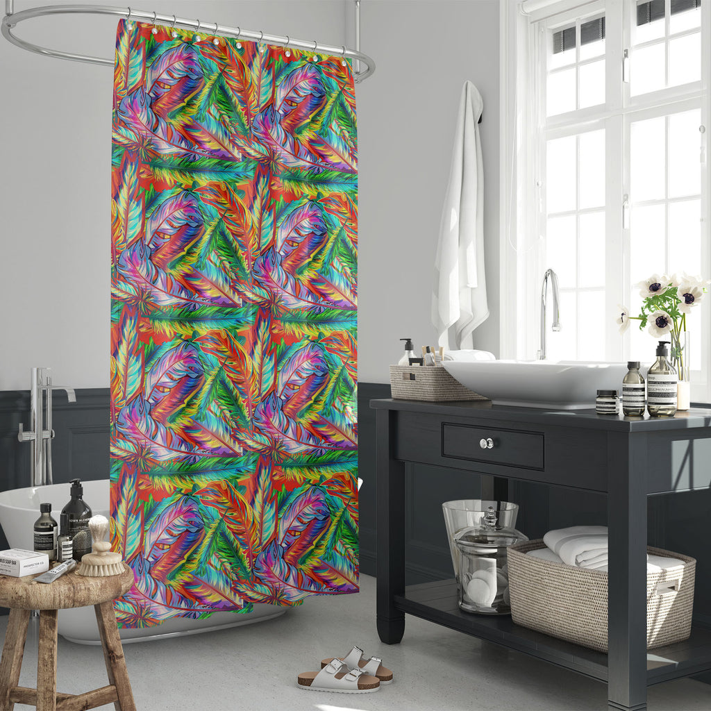 Bright Feathers Washable Waterproof Shower Curtain-Shower Curtains-CUR_SH_EL-IC 5007206 IC 5007206, Abstract Expressionism, Abstracts, Art and Paintings, Birds, Decorative, Drawing, Festivals, Festivals and Occasions, Festive, Illustrations, Nature, Paintings, Patterns, Scenic, Semi Abstract, Signs, Signs and Symbols, bright, feathers, washable, waterproof, shower, curtain, seamless, feather, abstract, art, backdrop, background, beautiful, bird, brazil, canvas, carnival, decor, decoration, design, eve, exot