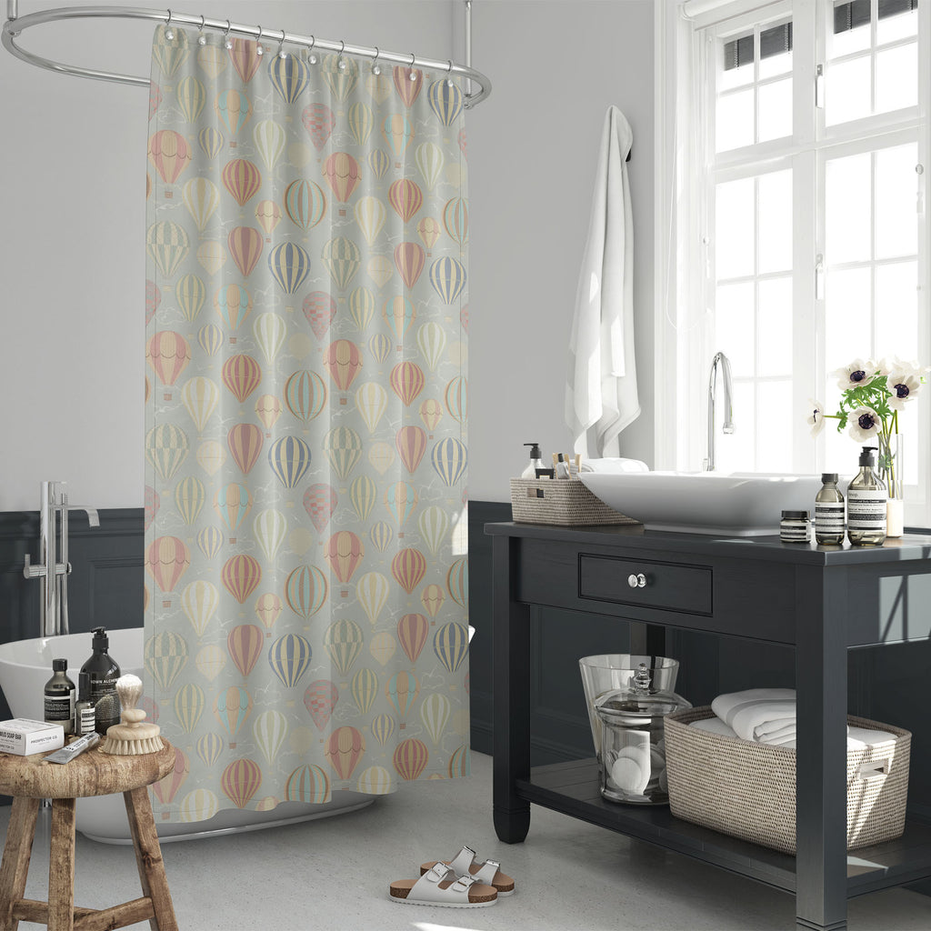 Air Balloons Washable Waterproof Shower Curtain-Shower Curtains-CUR_SH_EL-IC 5007207 IC 5007207, Ancient, Art and Paintings, Automobiles, Birds, Drawing, Festivals, Festivals and Occasions, Festive, Historical, Illustrations, Medieval, Paintings, Patterns, Retro, Signs, Signs and Symbols, Sports, Stripes, Transportation, Travel, Vehicles, Vintage, air, balloons, washable, waterproof, shower, curtain, hot, balloon, seamless, above, adventure, aerial, art, aviation, background, ballooning, basket, bird, blue,