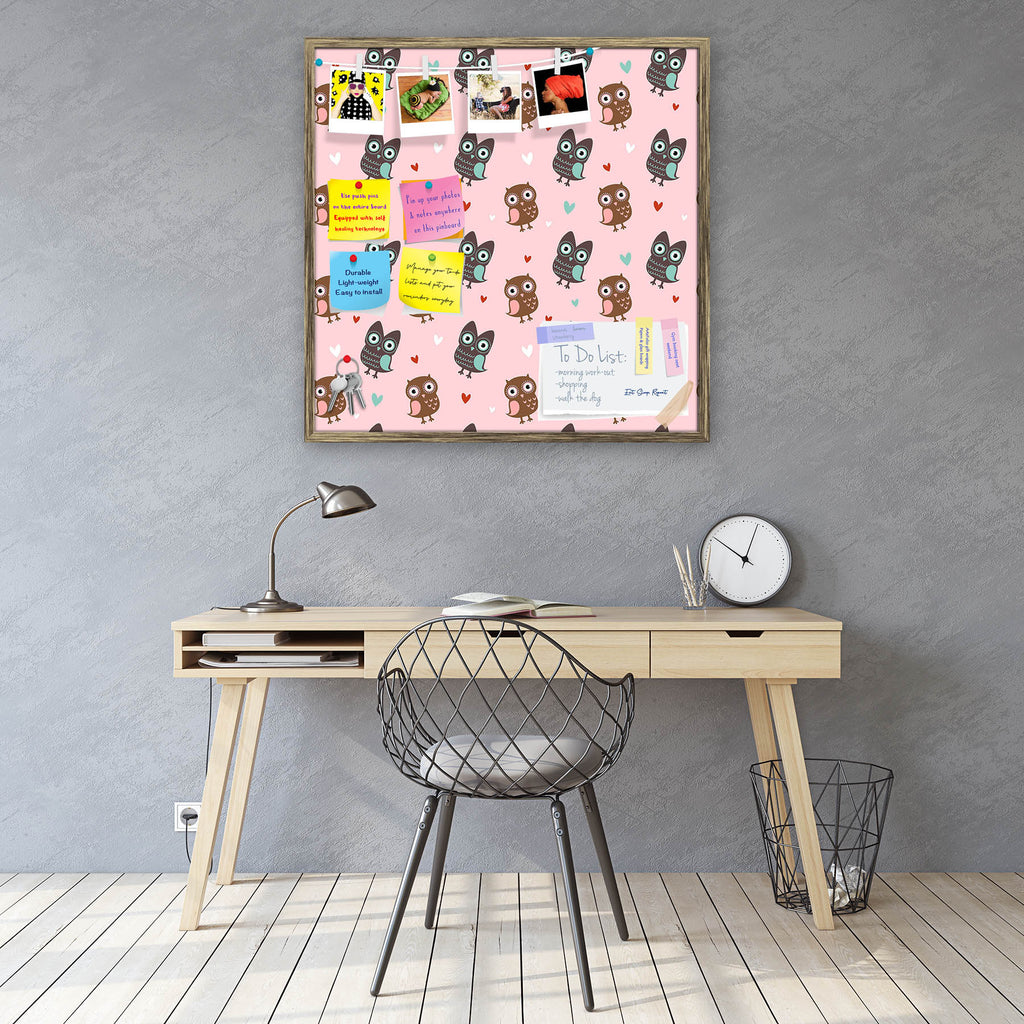 Owls & Hearts Bulletin Board Notice Pin Board Soft Board | Framed-Bulletin Boards Framed-BLB_FR-IC 5007232 IC 5007232, Abstract Expressionism, Abstracts, Ancient, Animals, Animated Cartoons, Art and Paintings, Birds, Caricature, Cartoons, Decorative, Hearts, Historical, Holidays, Illustrations, Love, Medieval, Modern Art, Patterns, Retro, Romance, Semi Abstract, Signs, Signs and Symbols, Vintage, Wedding, owls, bulletin, board, notice, pin, soft, framed, pattern, cute, owl, seamless, abstract, affair, anima