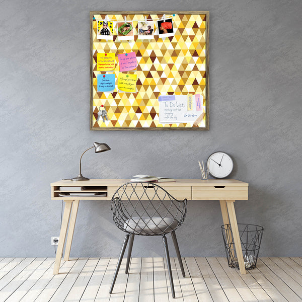 Gold Triangle Bulletin Board Notice Pin Board Soft Board | Framed-Bulletin Boards Framed-BLB_FR-IC 5007242 IC 5007242, Abstract Expressionism, Abstracts, Art and Paintings, Diamond, Fashion, Geometric, Geometric Abstraction, Illustrations, Modern Art, Patterns, Retro, Semi Abstract, Signs, Signs and Symbols, Symbols, Triangles, gold, triangle, bulletin, board, notice, pin, vision, soft, combo, with, thumb, push, pins, sticky, notes, antique, golden, frame, pattern, abstract, art, backdrop, background, beaut