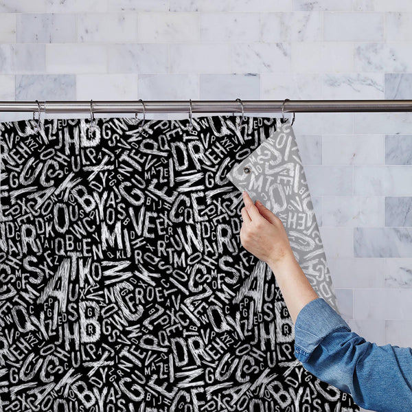 Alphabets Washable Waterproof Shower Curtain-Shower Curtains-CUR_SH_EL-IC 5007359 IC 5007359, Alphabets, Art and Paintings, Black, Black and White, Calligraphy, Decorative, Digital, Digital Art, Education, Geometric, Geometric Abstraction, Graphic, Illustrations, Patterns, Schools, Signs, Signs and Symbols, Symbols, Text, Universities, White, washable, waterproof, polyester, shower, curtain, eyelets, alphabet, art, background, bold, cover, decoration, design, edit, editable, element, endless, fabric, font, 