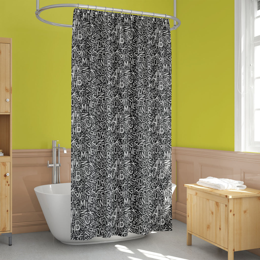 Alphabets Washable Waterproof Shower Curtain-Shower Curtains-CUR_SH_EL-IC 5007359 IC 5007359, Alphabets, Art and Paintings, Black, Black and White, Calligraphy, Decorative, Digital, Digital Art, Education, Geometric, Geometric Abstraction, Graphic, Illustrations, Patterns, Schools, Signs, Signs and Symbols, Symbols, Text, Universities, White, washable, waterproof, shower, curtain, alphabet, art, background, bold, cover, decoration, design, edit, editable, element, endless, fabric, font, grammar, illustratio