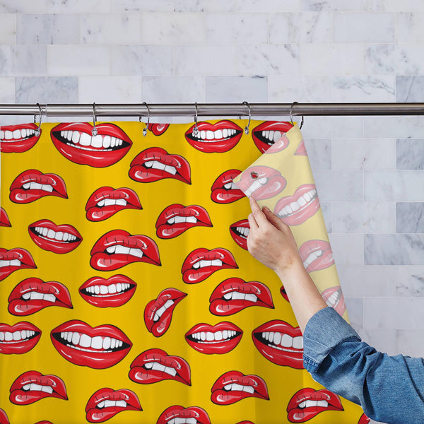 Lips D2 Washable Waterproof Shower Curtain-Shower Curtains-CUR_SH_EL-IC 5007361 IC 5007361, Art and Paintings, Illustrations, Love, Modern Art, Patterns, People, Pop Art, Romance, Signs, Signs and Symbols, lips, d2, washable, waterproof, polyester, shower, curtain, eyelets, pop, art, background, beauty, color, colorful, cosmetic, design, desire, emotions, female, fun, funny, girl, illustration, kiss, laughter, lipstick, lover, makeup, modern, mouth, open, paint, pattern, print, pucker, red, repeat, repetiti