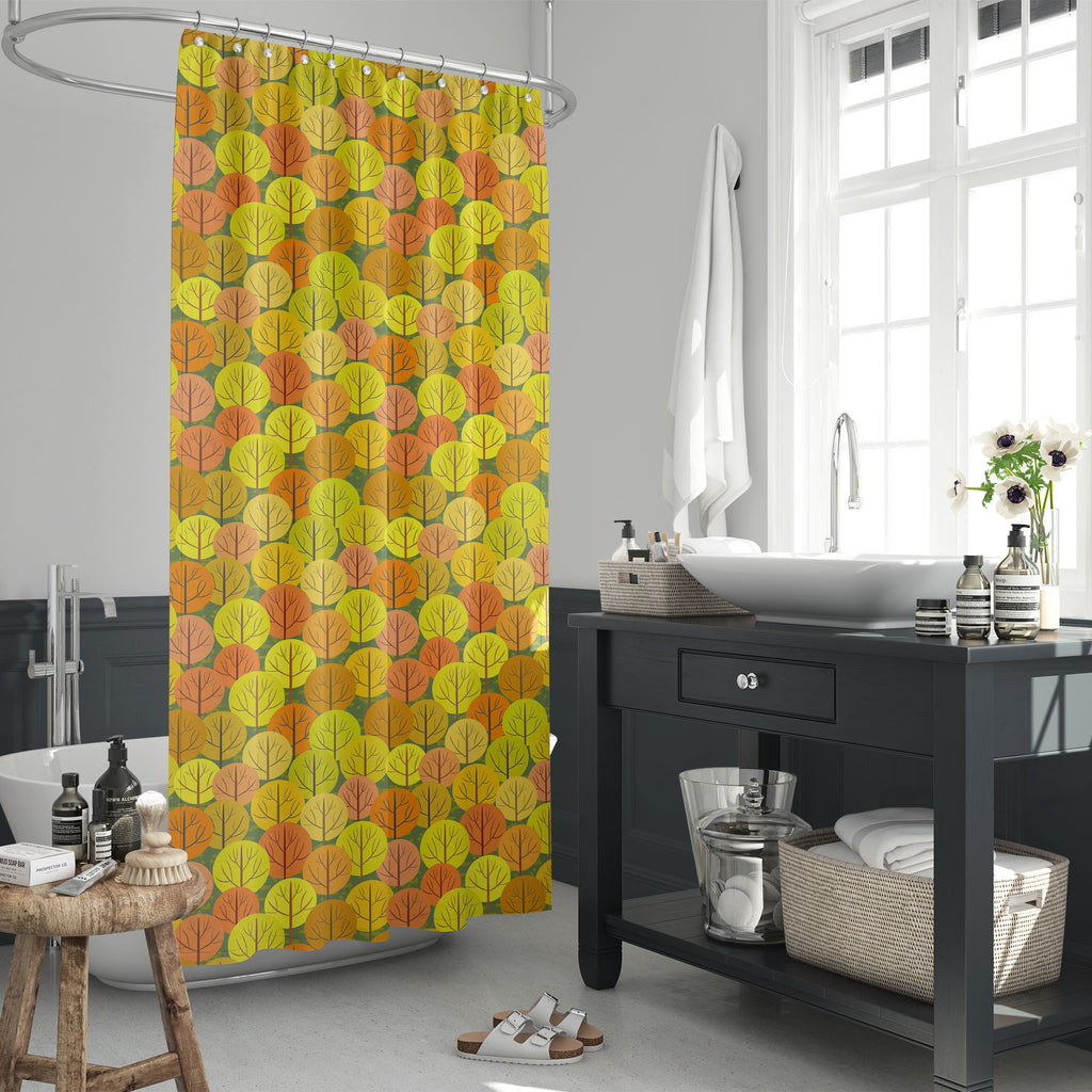 Autumn Forest D5 Washable Waterproof Shower Curtain-Shower Curtains-CUR_SH_EL-IC 5007367 IC 5007367, Abstract Expressionism, Abstracts, Art and Paintings, Botanical, Floral, Flowers, Illustrations, Landscapes, Modern Art, Nature, Patterns, Rural, Scenic, Seasons, Semi Abstract, Signs, Signs and Symbols, autumn, forest, d5, washable, waterproof, shower, curtain, abstract, art, background, beautiful, beauty, branch, bright, brown, color, colorful, crown, decoration, design, endless, fall, flora, foliage, gard