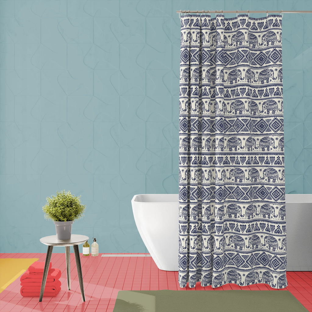 Ethnic Elephant Washable Waterproof Shower Curtain-Shower Curtains-CUR_SH_EL-IC 5007449 IC 5007449, Abstract Expressionism, Abstracts, African, Allah, Ancient, Arabic, Art and Paintings, Aztec, Botanical, Culture, Ethnic, Fashion, Festivals and Occasions, Festive, Floral, Flowers, Historical, Illustrations, Indian, Islam, Mandala, Medieval, Mexican, Nature, Patterns, Retro, Semi Abstract, Signs, Signs and Symbols, Traditional, Tribal, Vintage, World Culture, elephant, washable, waterproof, shower, curtain, 