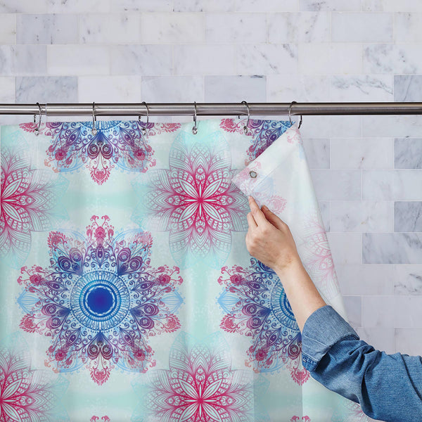 Ethnic Blue Ornament Washable Waterproof Shower Curtain-Shower Curtains-CUR_SH_EL-IC 5007463 IC 5007463, Abstract Expressionism, Abstracts, Allah, Arabic, Art and Paintings, Asian, Botanical, Circle, Cities, City Views, Culture, Drawing, Ethnic, Floral, Flowers, Geometric, Geometric Abstraction, Hinduism, Illustrations, Indian, Islam, Mandala, Nature, Paintings, Patterns, Retro, Semi Abstract, Signs, Signs and Symbols, Symbols, Traditional, Tribal, World Culture, blue, ornament, washable, waterproof, polyes