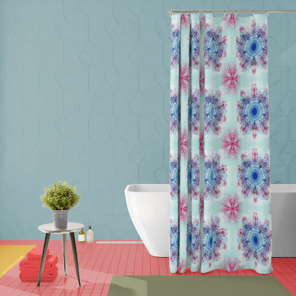 Ethnic Blue Ornament Washable Waterproof Shower Curtain-Shower Curtains-CUR_SH_EL-IC 5007463 IC 5007463, Abstract Expressionism, Abstracts, Allah, Arabic, Art and Paintings, Asian, Botanical, Circle, Cities, City Views, Culture, Drawing, Ethnic, Floral, Flowers, Geometric, Geometric Abstraction, Hinduism, Illustrations, Indian, Islam, Mandala, Nature, Paintings, Patterns, Retro, Semi Abstract, Signs, Signs and Symbols, Symbols, Traditional, Tribal, World Culture, blue, ornament, washable, waterproof, shower