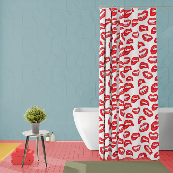 Lips D3 Washable Waterproof Shower Curtain-Shower Curtains-CUR_SH_EL-IC 5007519 IC 5007519, Art and Paintings, Illustrations, Love, Modern Art, Patterns, People, Pop Art, Romance, Signs, Signs and Symbols, lips, d3, washable, waterproof, polyester, shower, curtain, eyelets, art, background, beauty, color, colorful, cosmetic, design, desire, emotions, female, fun, funny, girl, illustration, kiss, laughter, lipstick, lover, makeup, modern, mouth, open, paint, pattern, pop, print, pucker, red, repeat, repetiti