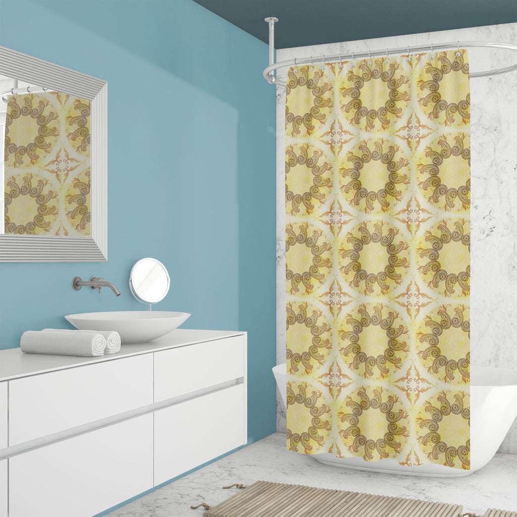 Ethnic Circular Ornament D5 Washable Waterproof Shower Curtain-Shower Curtains-CUR_SH_EL-IC 5007586 IC 5007586, Abstract Expressionism, Abstracts, Allah, Arabic, Art and Paintings, Asian, Botanical, Circle, Cities, City Views, Culture, Drawing, Ethnic, Floral, Flowers, Geometric, Geometric Abstraction, Hinduism, Illustrations, Indian, Islam, Mandala, Nature, Paintings, Patterns, Retro, Semi Abstract, Signs, Signs and Symbols, Symbols, Traditional, Tribal, World Culture, circular, ornament, d5, washable, wat