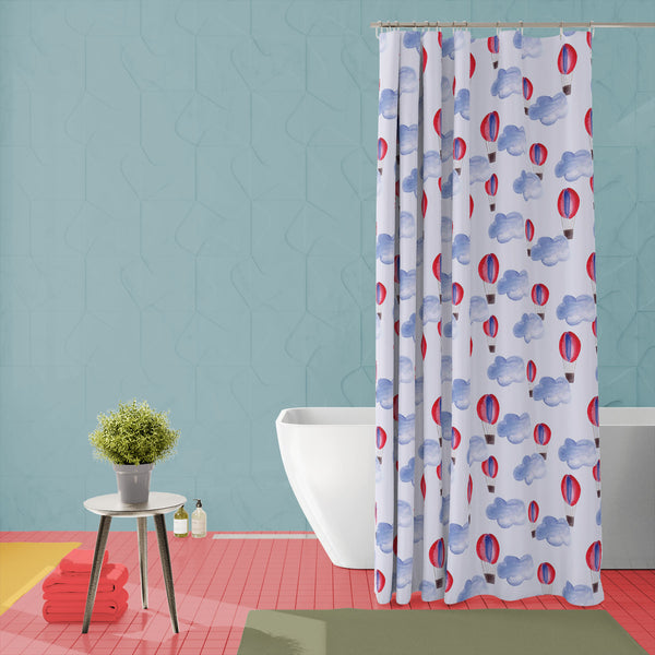 Watercolor Balloons & Clouds D1 Washable Waterproof Shower Curtain-Shower Curtains-CUR_SH_EL-IC 5007627 IC 5007627, Abstract Expressionism, Abstracts, Ancient, Black and White, Digital, Digital Art, Drawing, Graphic, Hand Drawn, Historical, Illustrations, Medieval, Patterns, Retro, Semi Abstract, Signs, Signs and Symbols, Splatter, Vintage, Watercolour, White, watercolor, balloons, clouds, d1, washable, waterproof, polyester, shower, curtain, eyelets, abstract, aerostat, air, aqua, background, balloon, bann