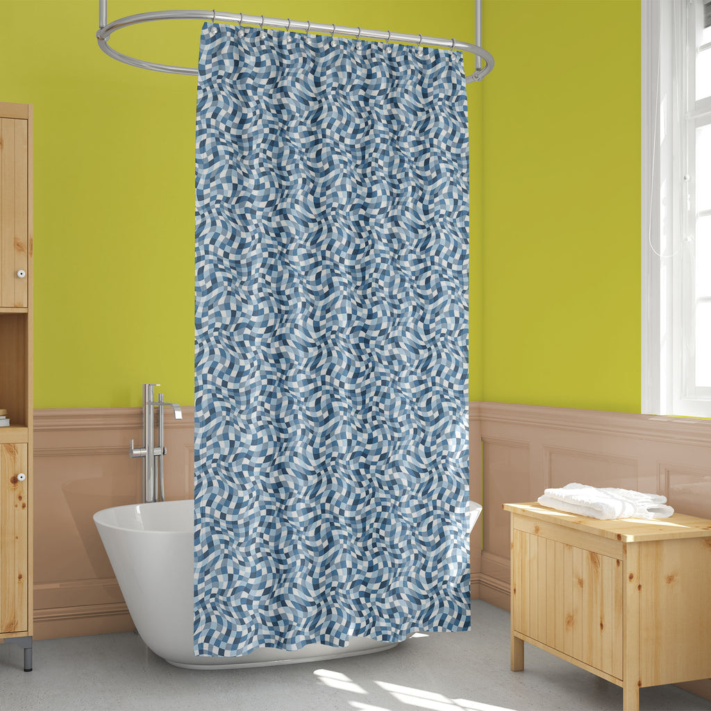 Abstract Blue Plaid Texture Washable Waterproof Shower Curtain-Shower Curtains-CUR_SH_EL-IC 5007829 IC 5007829, Abstract Expressionism, Abstracts, Art and Paintings, Check, Decorative, Digital, Digital Art, Drawing, Fashion, Geometric, Geometric Abstraction, Graphic, Illustrations, Modern Art, Patterns, Plaid, Semi Abstract, Signs, Signs and Symbols, abstract, blue, texture, washable, waterproof, shower, curtain, art, artistic, backdrop, background, concept, continuity, corrugated, cover, creative, curve, d