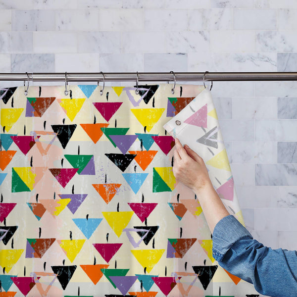 Strokes, Splashes And Triangles Washable Waterproof Shower Curtain-Shower Curtains-CUR_SH_EL-IC 5007896 IC 5007896, Abstract Expressionism, Abstracts, Ancient, Art and Paintings, Black, Black and White, Culture, Decorative, Digital, Digital Art, Ethnic, Geometric, Geometric Abstraction, Graffiti, Graphic, Historical, Illustrations, Medieval, Modern Art, Paintings, Patterns, Semi Abstract, Signs, Signs and Symbols, Splatter, Traditional, Triangles, Tribal, Vintage, World Culture, strokes, splashes, and, wash